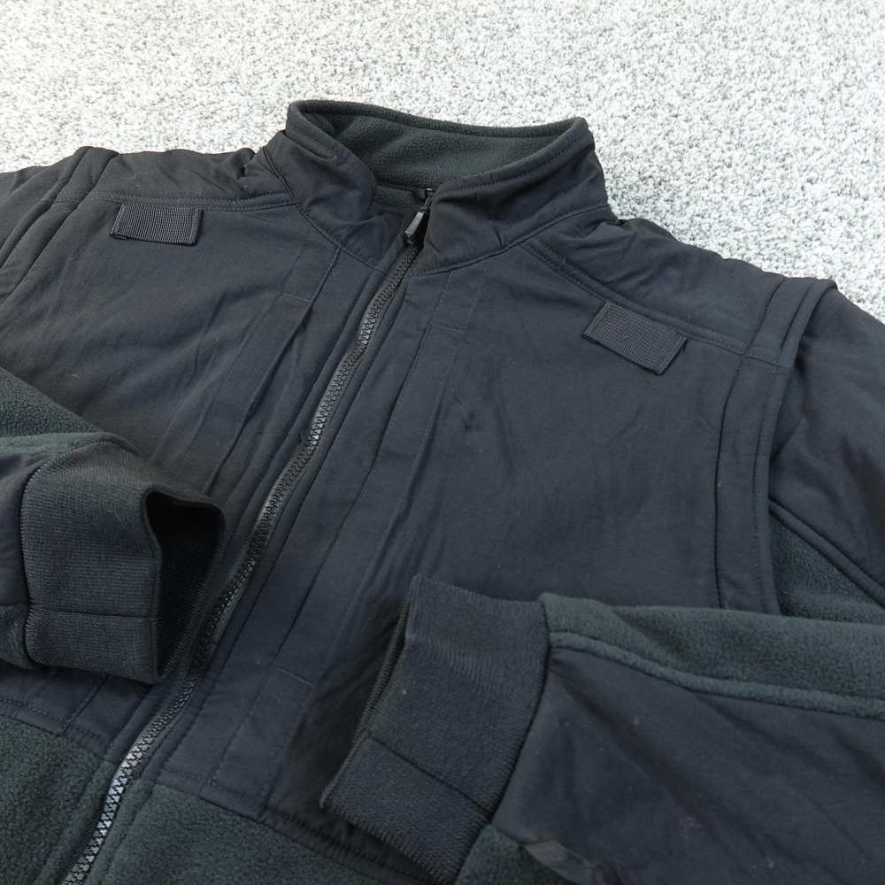 Men's Black Tactical Fleece Jacket - Zip Front